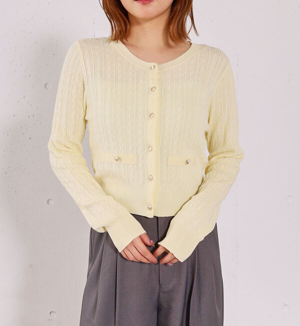 archives「【ＯＮかわ】ランダムケーブル金ボタンニットカーディガン」|カーディガン|YELLOW