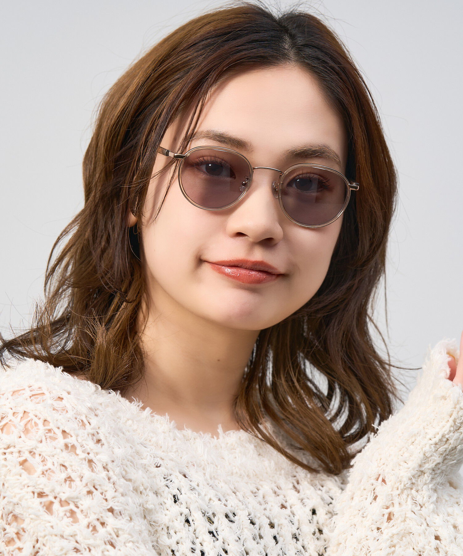  「Zoff | UNITED ARROWS ボストン型 サングラス メタルフレーム UVカット ズレ防止 ユナイテッドアローズ」|サングラス|薄ベージュ