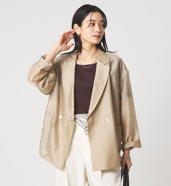 UNITED ARROWS green label relaxing「［size SHORTあり］VeryLight  ベリーライト シアー ストライプ ジャケット」|テーラードジャケット|BEIGE