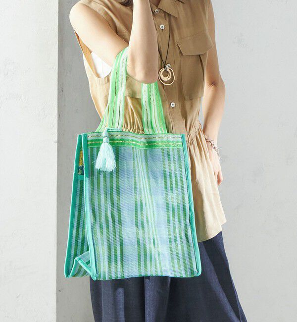 SHIPS for women「Arawali:メッシュ &times; ブロック プリント バッグ」|トートバッグ|