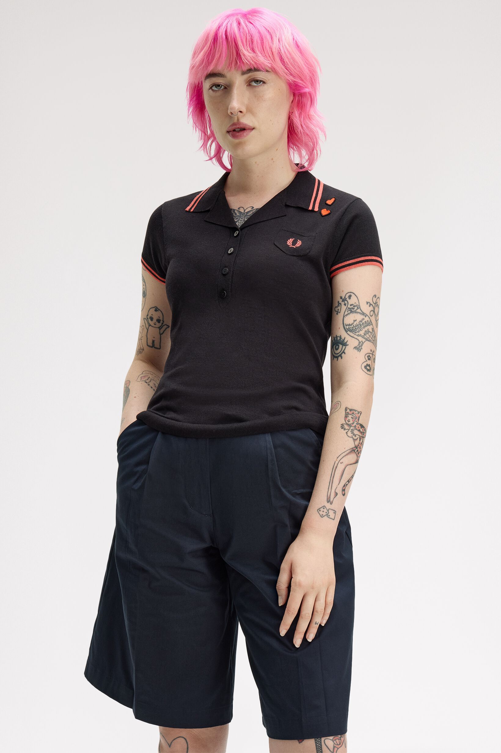 FRED PERRY 「Amy Winehouse Pocket Detail Knitted Shirt」|ポロシャツ|BLACK