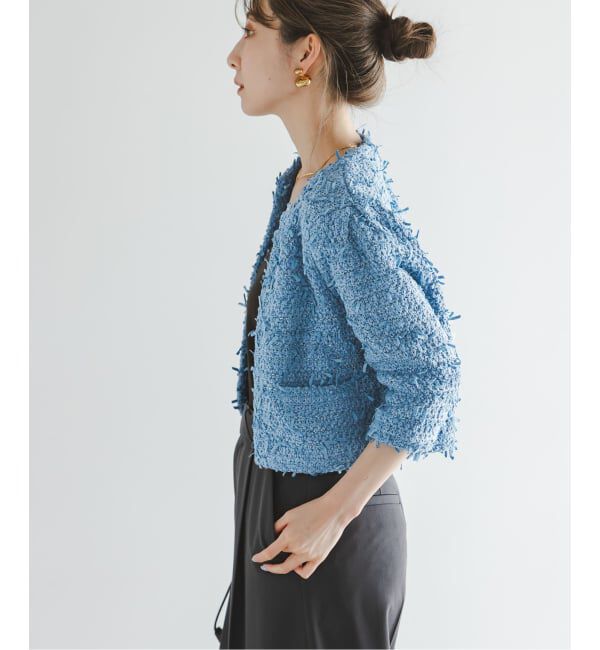 NOBLE「Venit/ヴェニット TAPE YARN KNIT JACKET」|ノーカラージャケット|