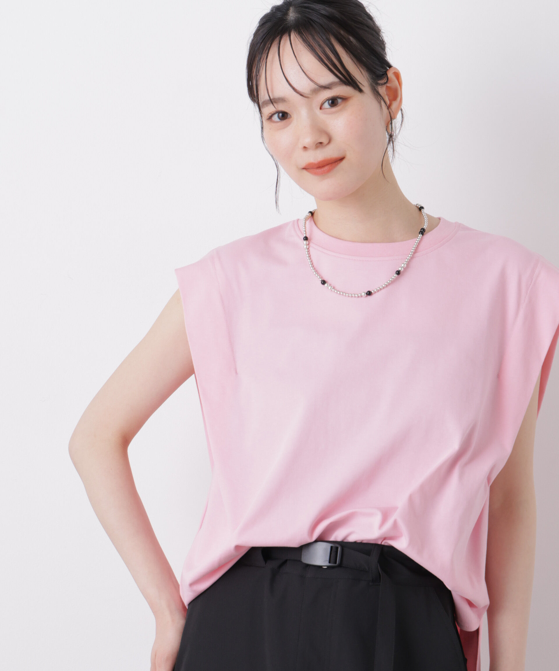 nano･universe「近赤外線&UVカット・吸水速乾機能 タックデザイントップス」|Tシャツ・カットソー|