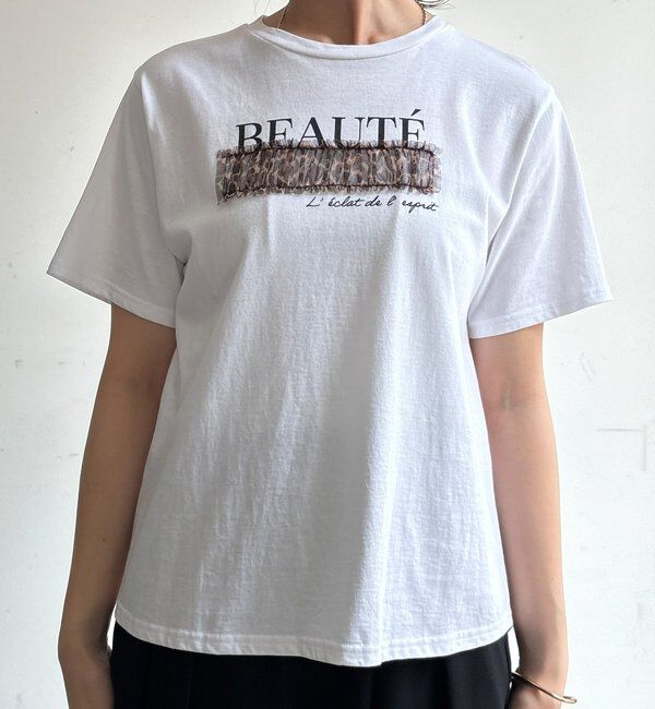  「【WEB限定】レオパードチュール重ねTEE」|Tシャツ・カットソー|