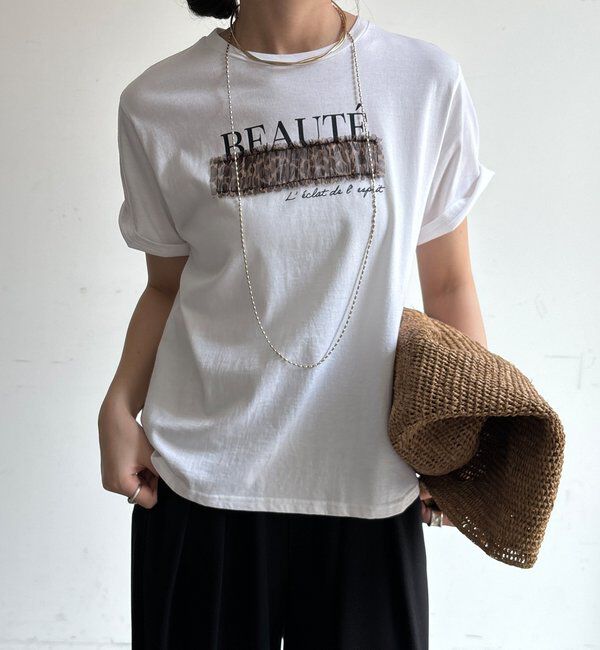  「【WEB限定】レオパードチュール重ねTEE」|Tシャツ・カットソー|
