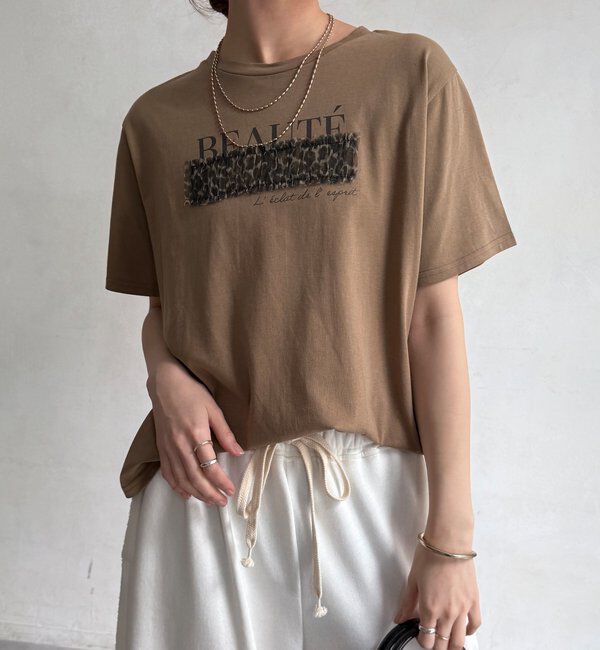  「【WEB限定】レオパードチュール重ねTEE」|Tシャツ・カットソー|