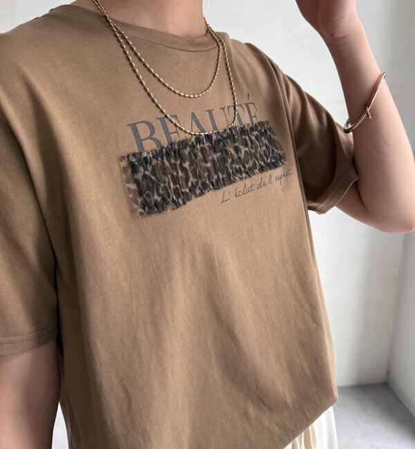  「【WEB限定】レオパードチュール重ねTEE」|Tシャツ・カットソー|