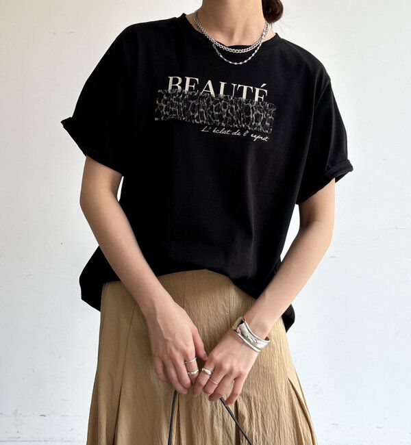  「【WEB限定】レオパードチュール重ねTEE」|Tシャツ・カットソー|