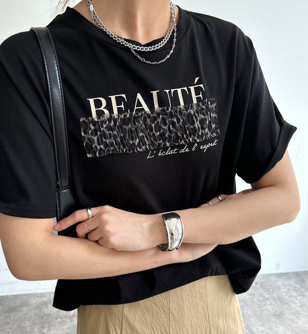  「【WEB限定】レオパードチュール重ねTEE」|Tシャツ・カットソー|