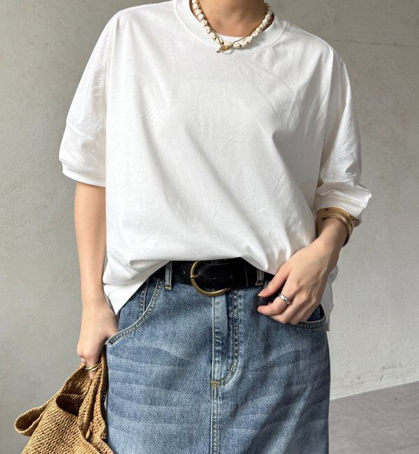  「【WEB限定】布帛ドッキングTEE」|Tシャツ・カットソー|