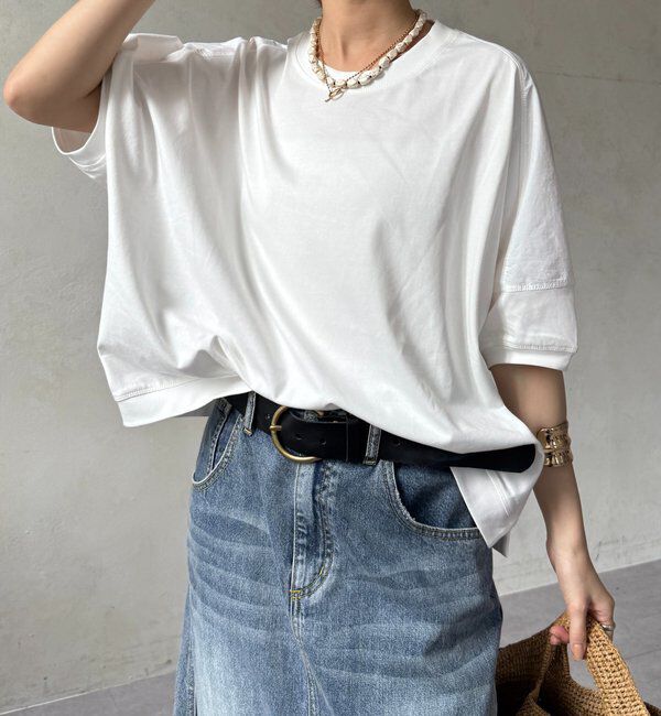 「【WEB限定】布帛ドッキングTEE」|Tシャツ・カットソー|