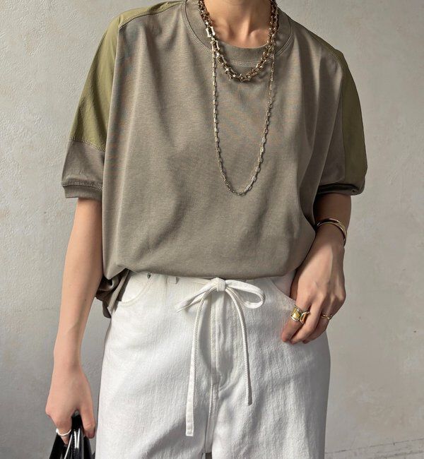  「【WEB限定】布帛ドッキングTEE」|Tシャツ・カットソー|