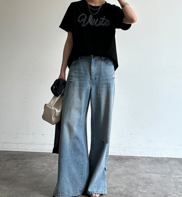  「【WEB限定】フリンジコードロゴTEE」|Tシャツ・カットソー|