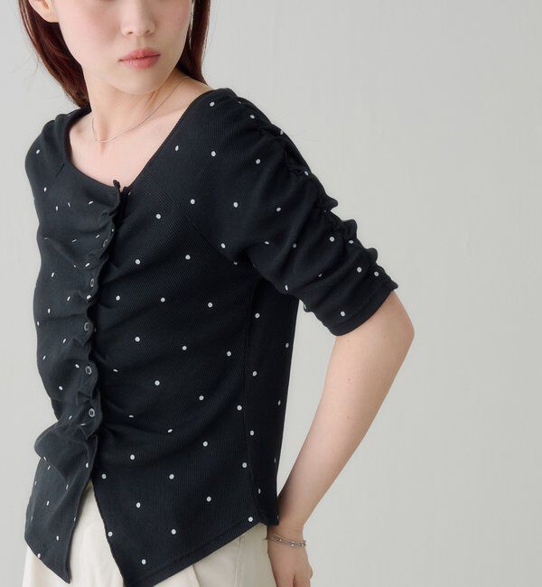  「ギャザーテレコ半袖カーディガン」|Tシャツ・カットソー|