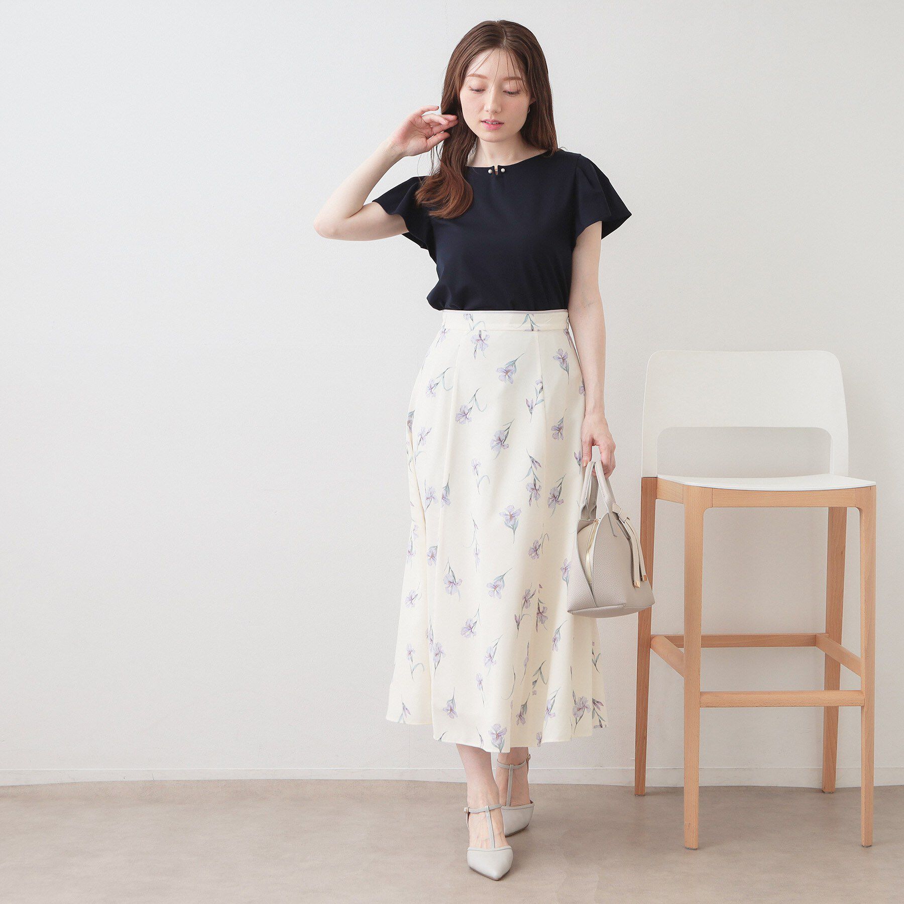 index「【接触冷感】フリルフレンチスリーブトップス【UVケア／洗濯機OK】」|Tシャツ・カットソー|