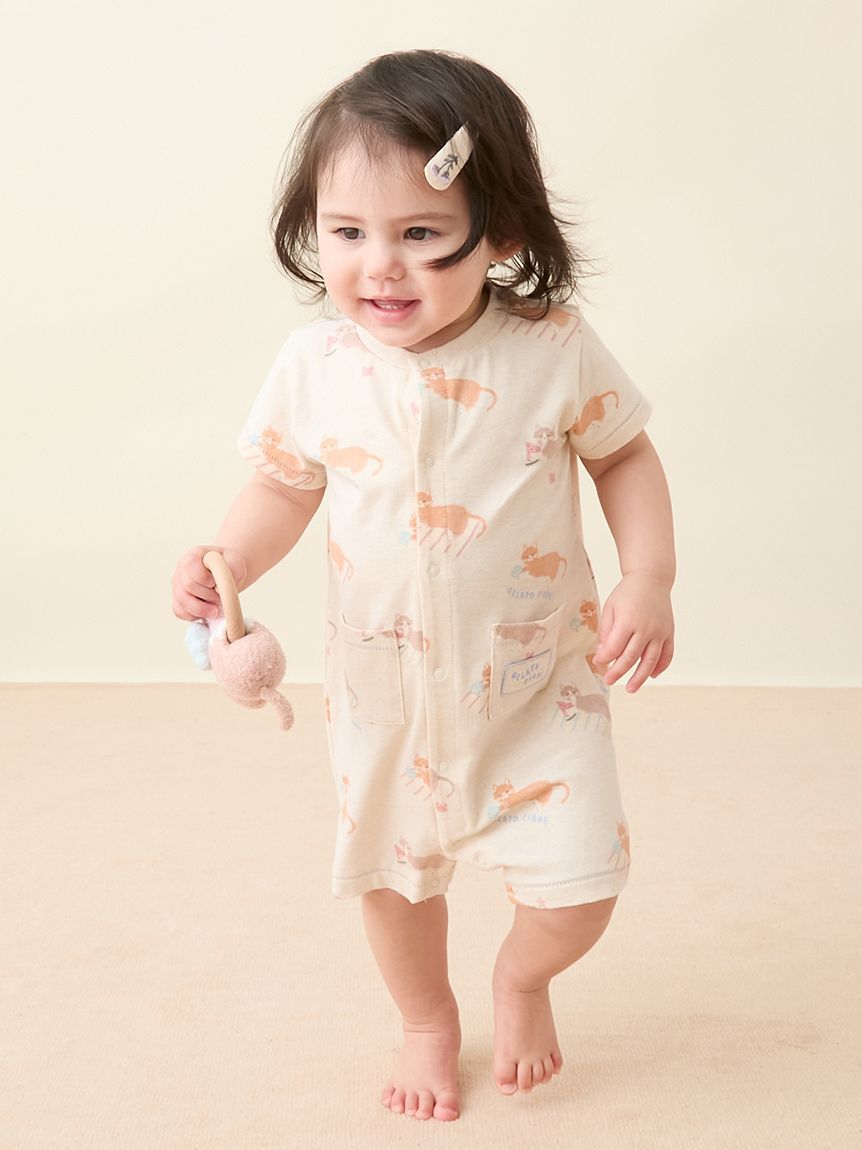 GELATO PIQUE KIDS & BABY「【BABY】シーサイドキャット柄半袖ロンパース」|ロンパース|