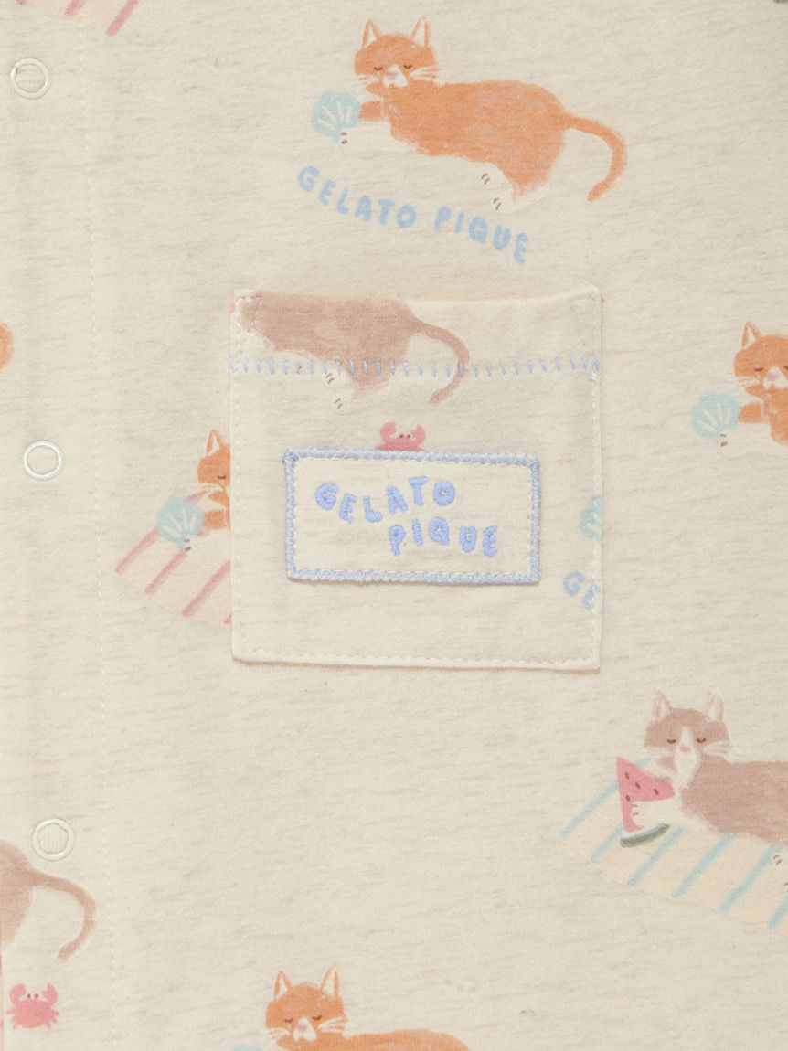 GELATO PIQUE KIDS & BABY「【BABY】シーサイドキャット柄半袖ロンパース」|ロンパース|