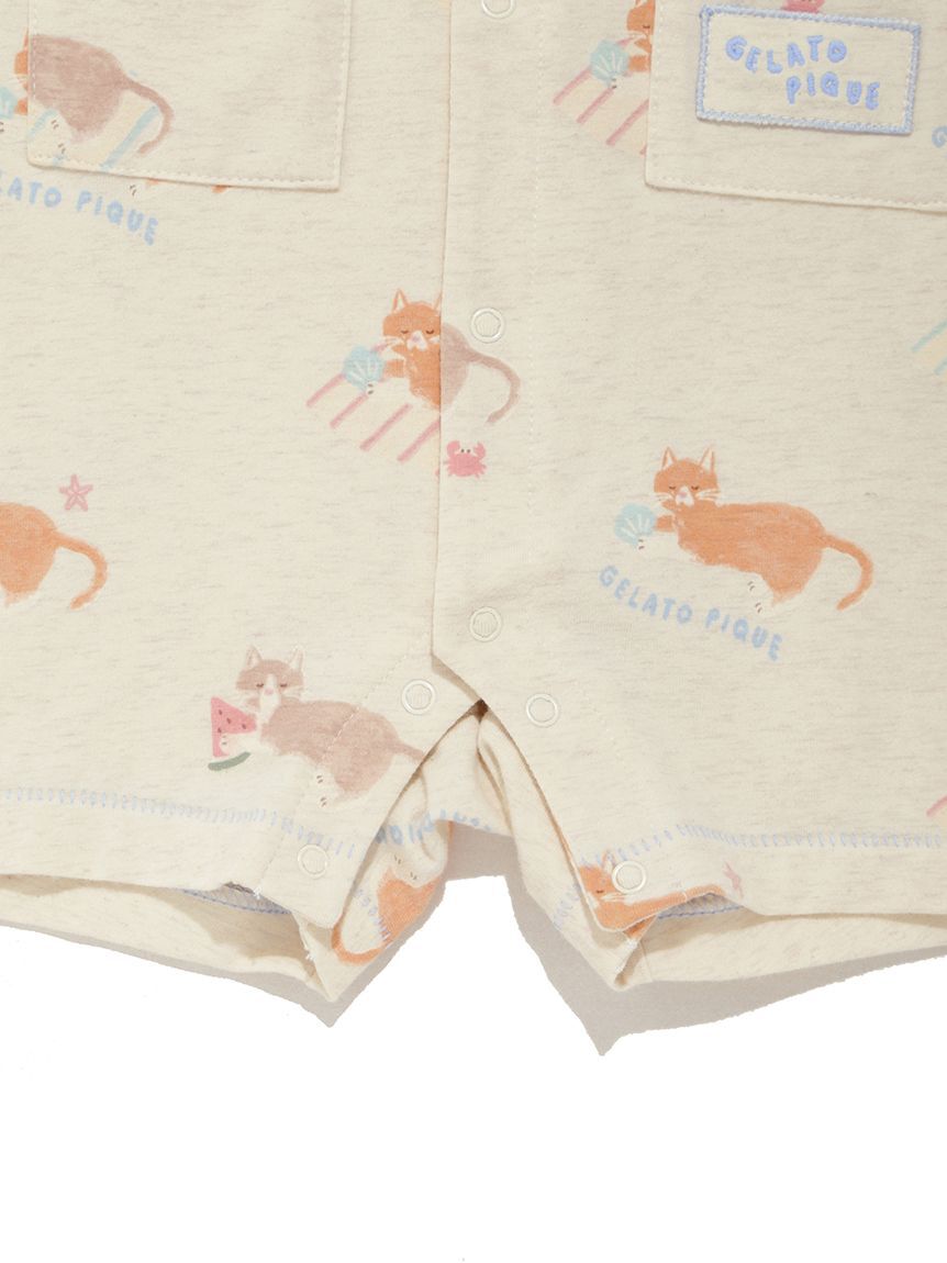 GELATO PIQUE KIDS & BABY「【BABY】シーサイドキャット柄半袖ロンパース」|ロンパース|