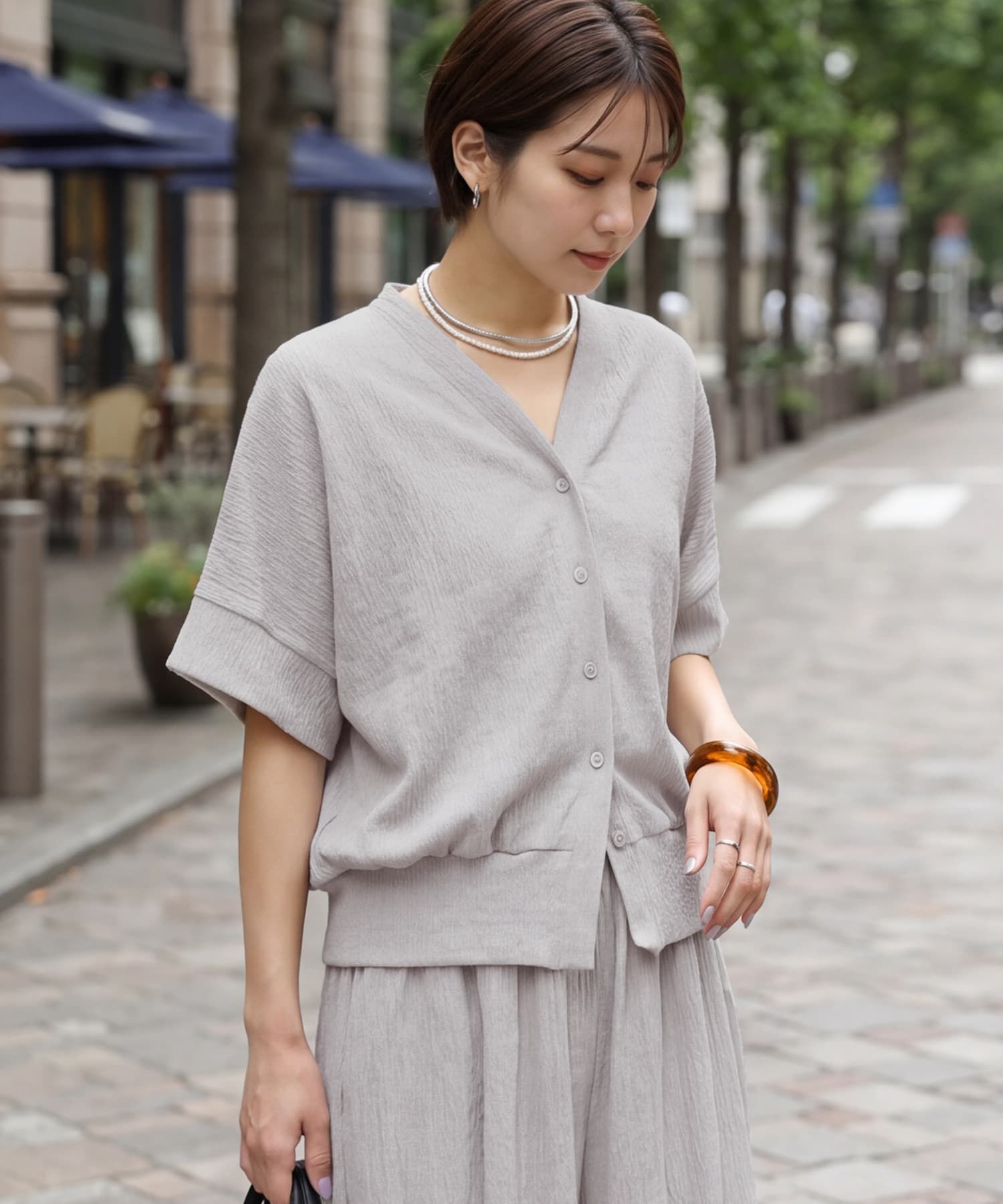 STYLE DELI「エンボスカットソーパンツセットアップ」|Tシャツ・カットソー|アイスグレー