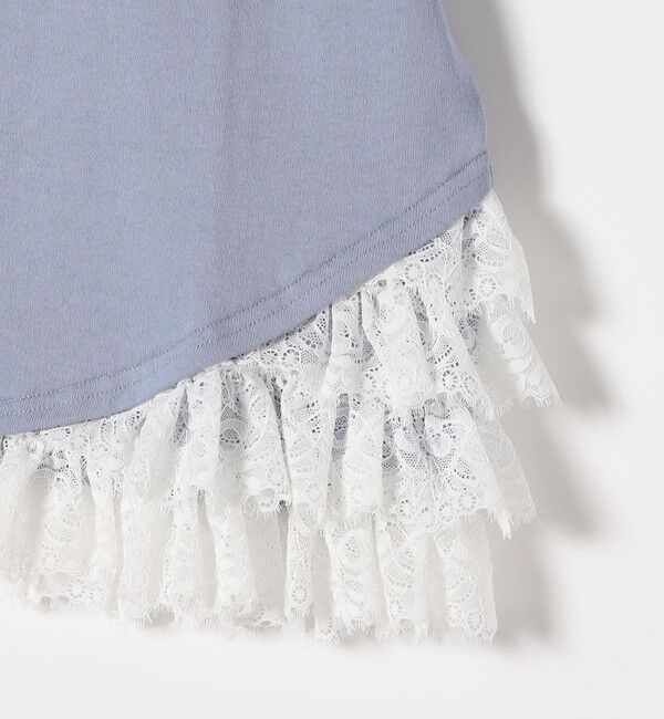 SHIPS any「《予約》SHIPS any:〈洗濯機可能〉レース ヘム アシンメトリー ショートスリーブ TEE」|Tシャツ・カットソー|