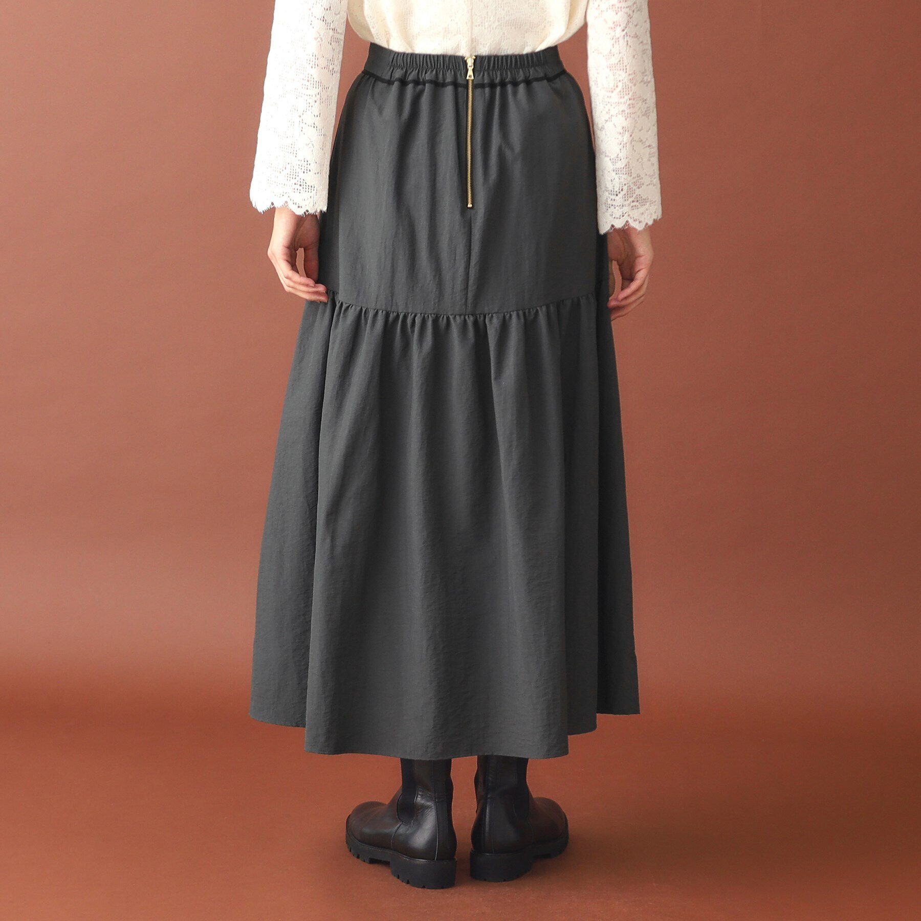 DRESSTERIOR「バックジップ切り替えボリュームスカート」|スカート|