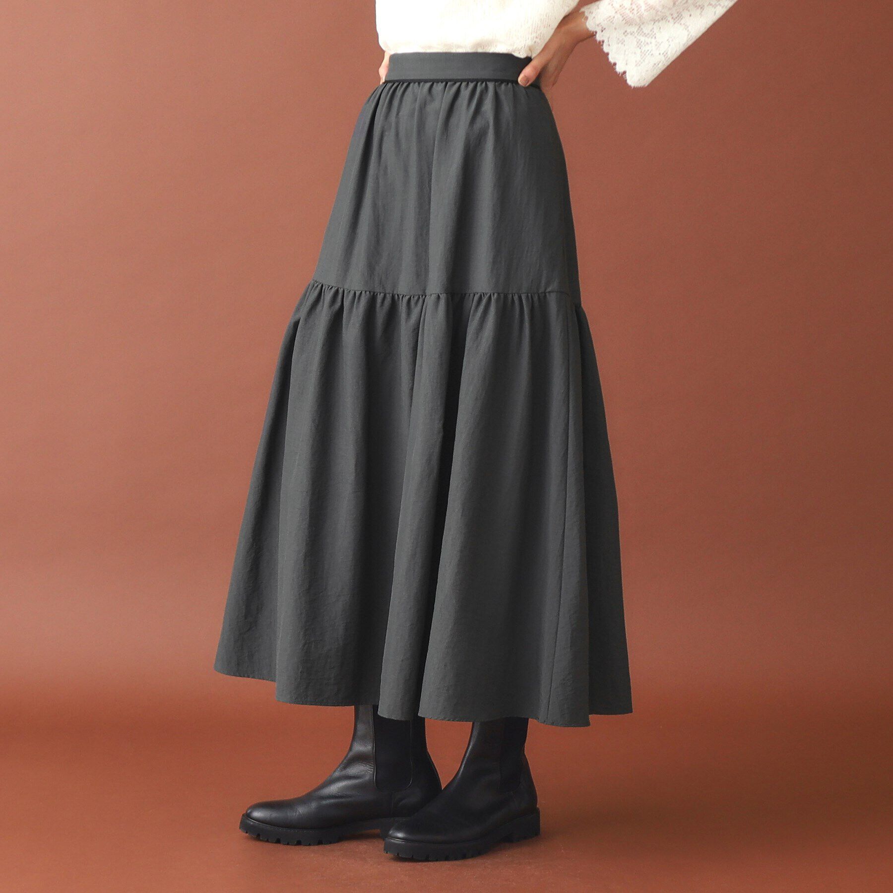 DRESSTERIOR「バックジップ切り替えボリュームスカート」|スカート|