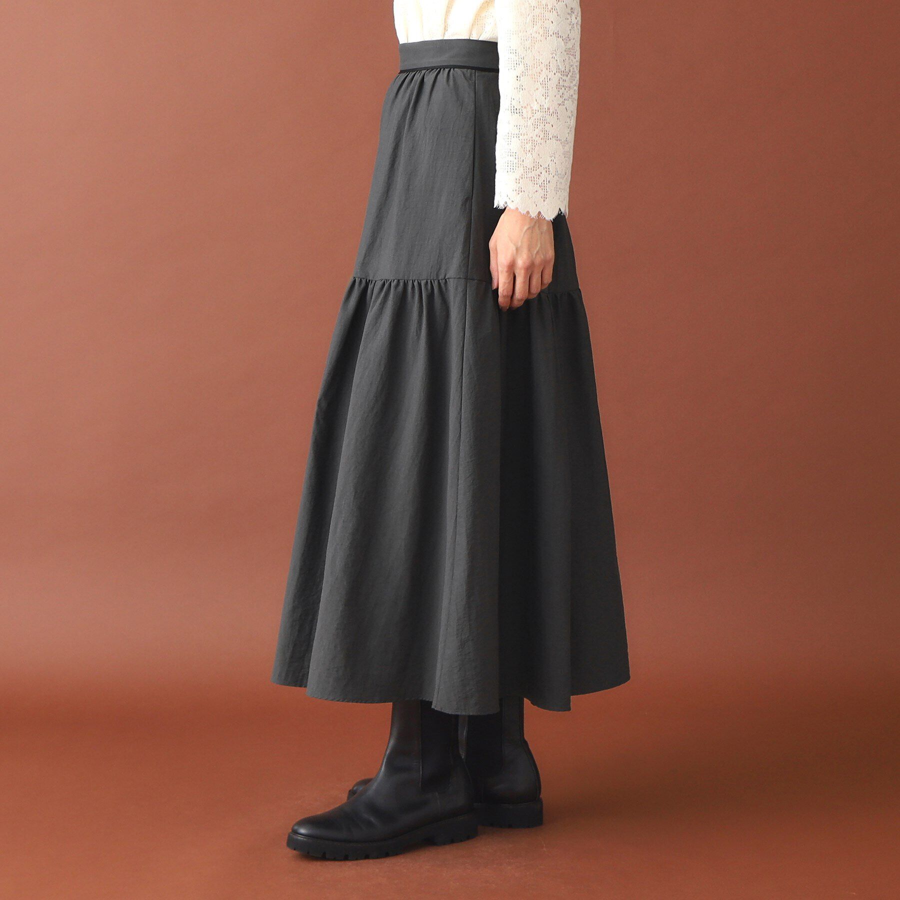DRESSTERIOR「バックジップ切り替えボリュームスカート」|スカート|