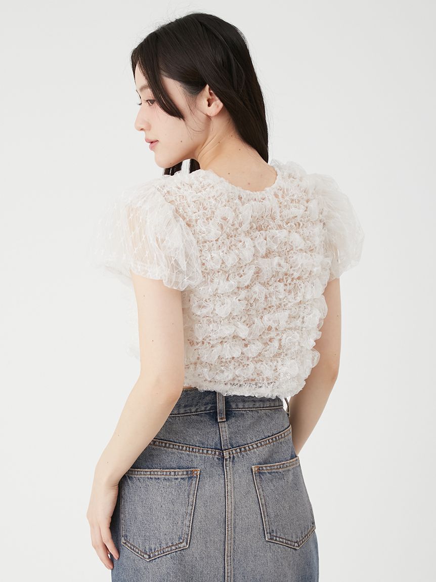 LILY BROWN「シャーリングコンパクトリボントップス」|Tシャツ・カットソー|