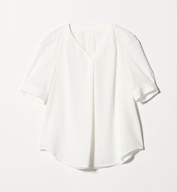 UNITED ARROWS green label relaxing「Vネック ショートスリーブ ブラウス マシンウォッシャブル 」|シャツ・ブラウス|WHITE