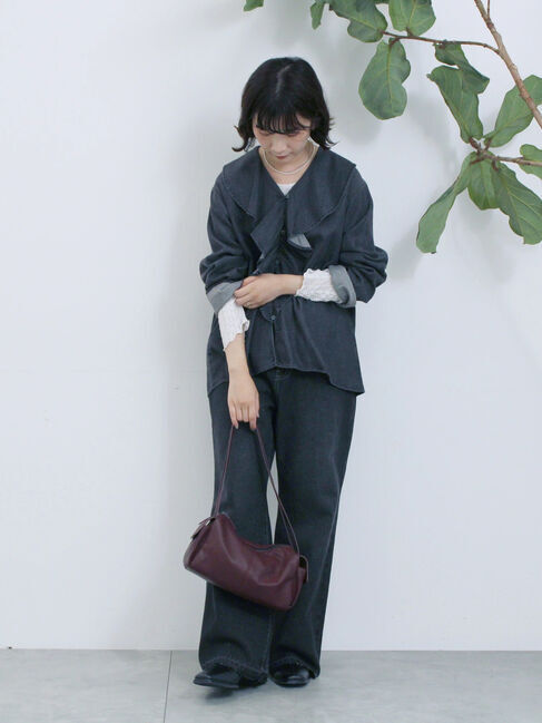 Samansa Mos2 blue「【ECO DENIM 】フリルブラウス」|シャツ・ブラウス|