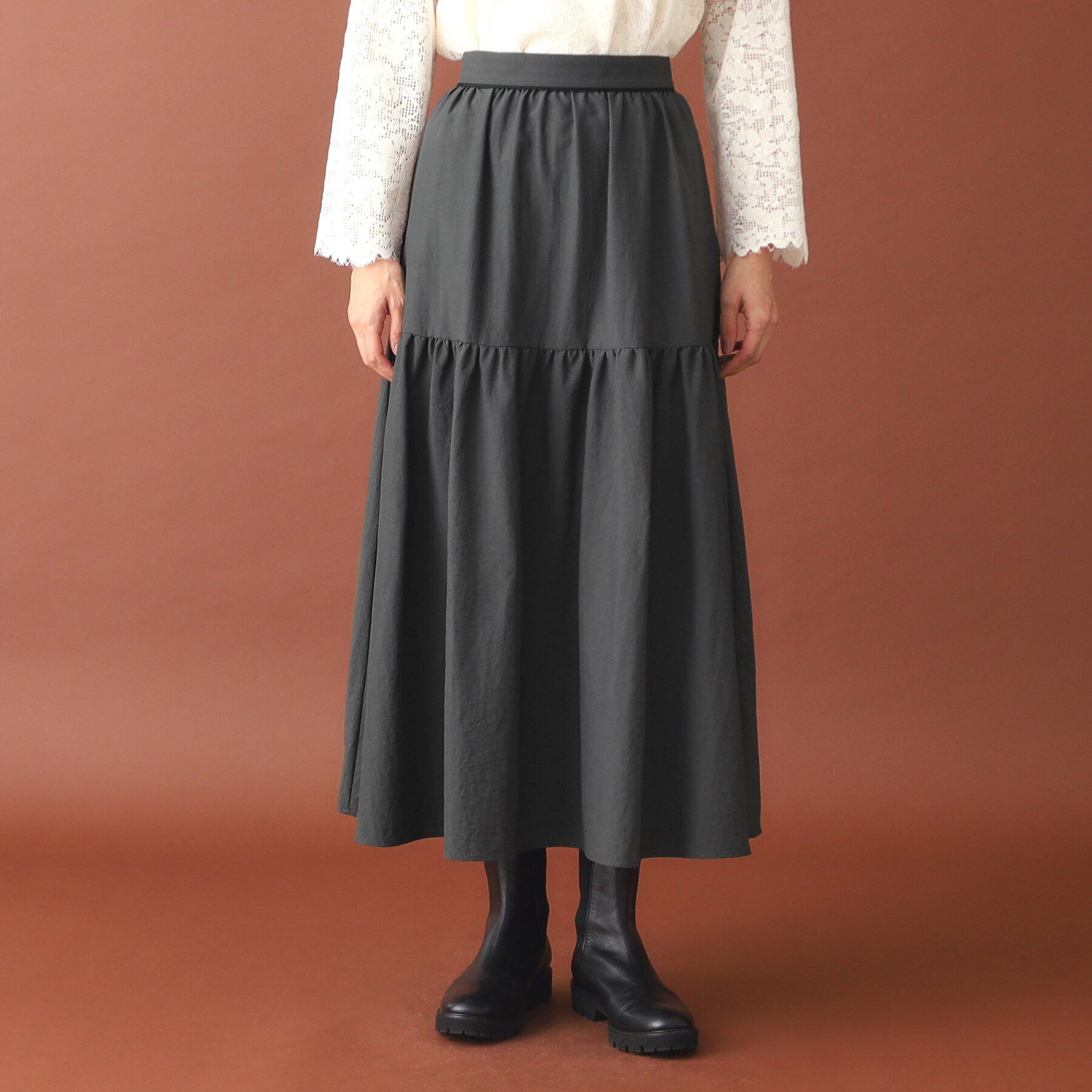 DRESSTERIOR「バックジップ切り替えボリュームスカート」|スカート|