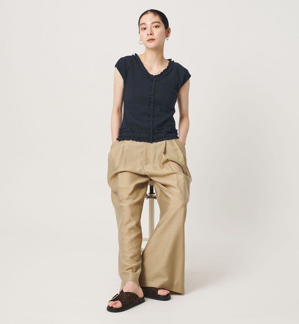 BEAUTY&YOUTH UNITED ARROWS「コットン リブ フリル キャップスリーブ カットソー」|Tシャツ・カットソー|