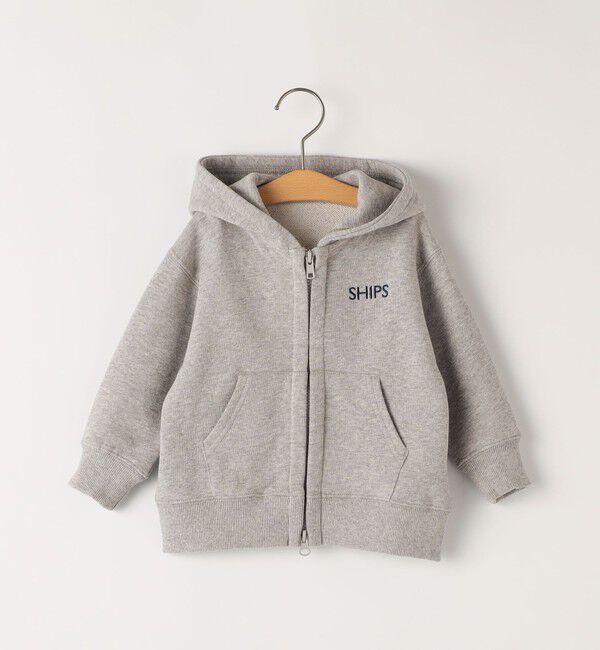 SHIPS KIDS「SHIPS KIDS:80～90cm / ロゴ フード ジップ パーカ」|パーカー|ライトグレー