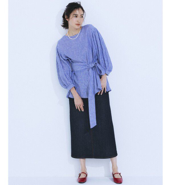 23区「【洗える】LIBECO ベルト付き ブラウス」|シャツ・ブラウス|