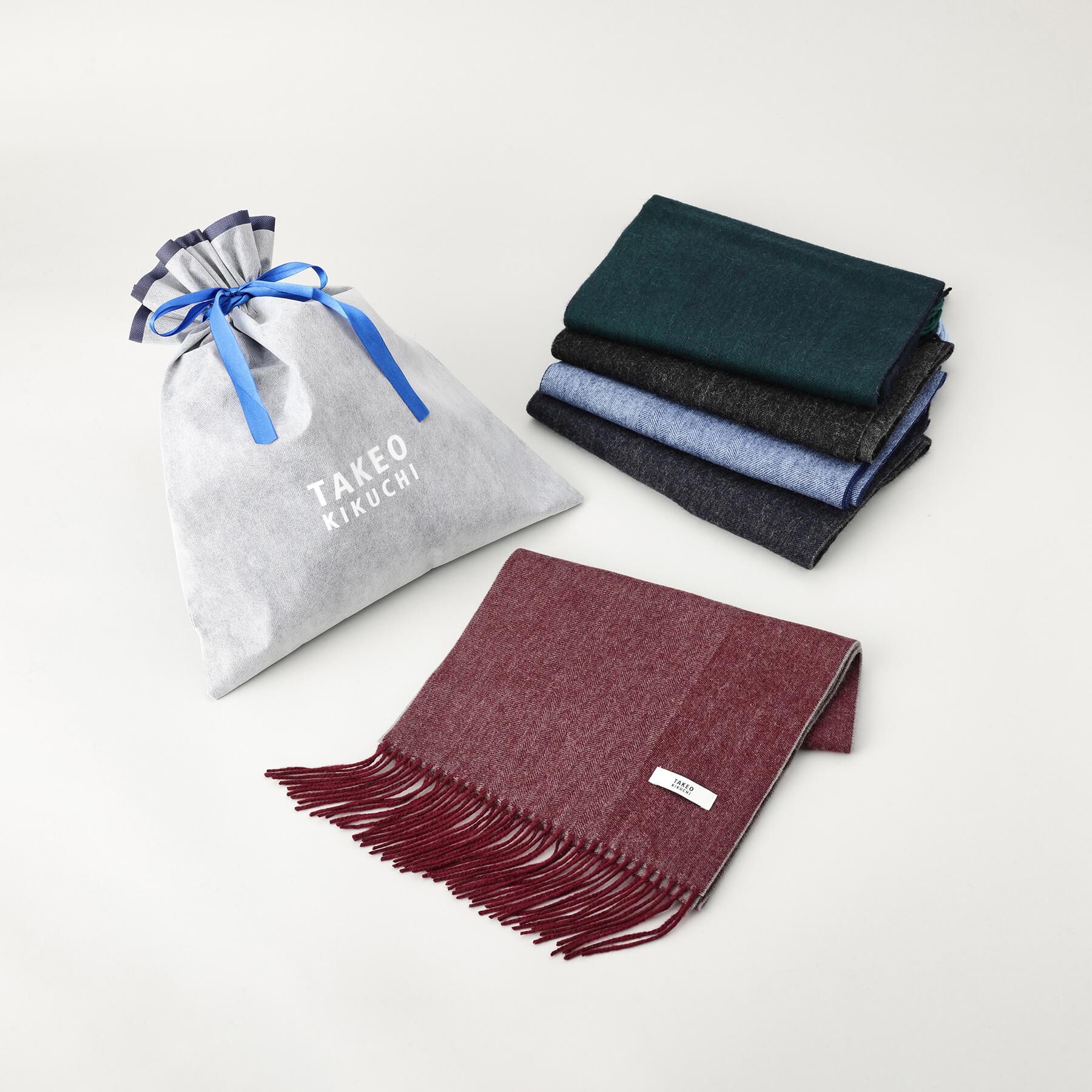 TAKEO KIKUCHI「【ラッピング巾着セット】カシミヤブレンド リバーシブルマフラー」|ストール|