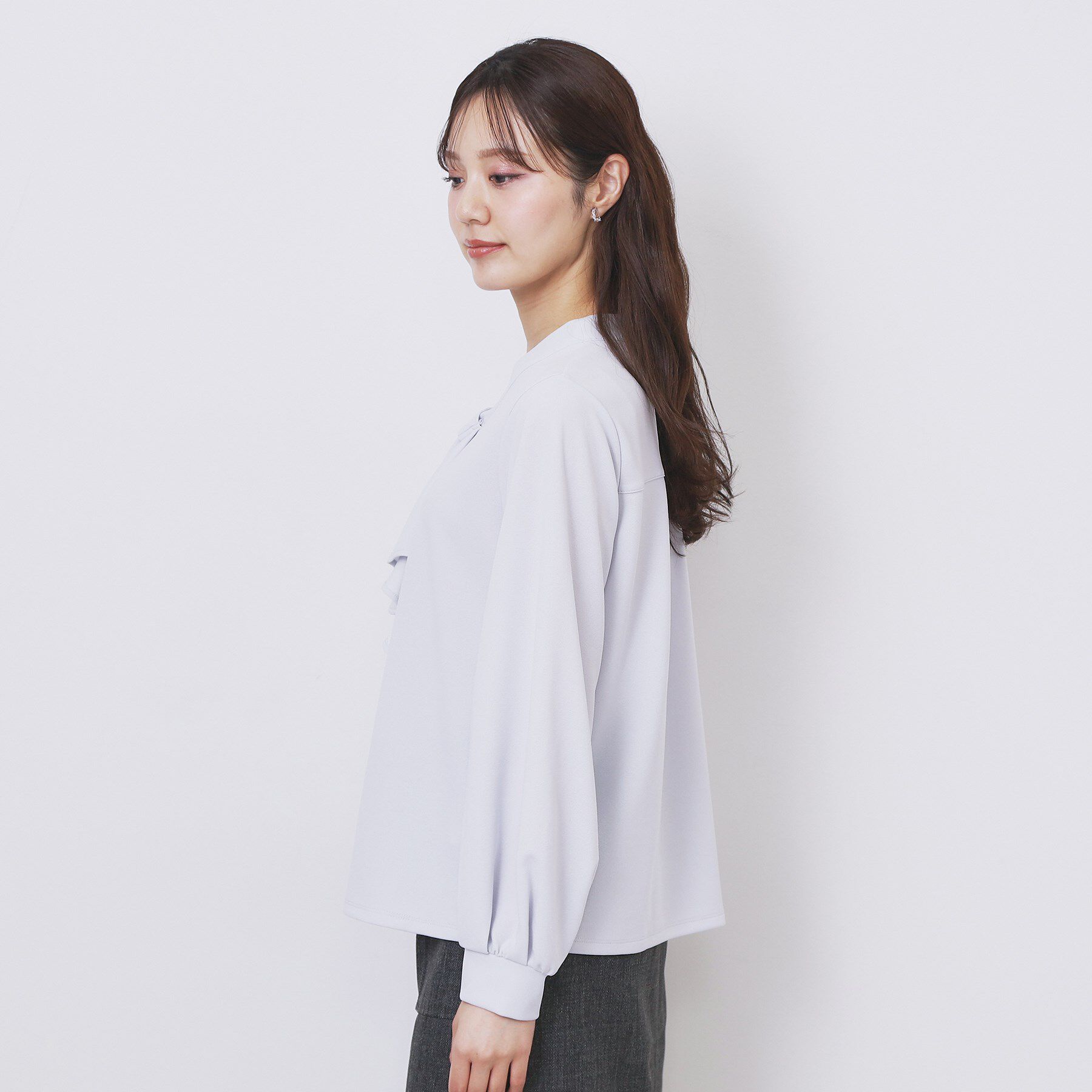 index「ボウタイフリルトップス【洗濯機OK／ストレッチ／イージーアイロン／防シワ】《S～3L》」|Tシャツ・カットソー|