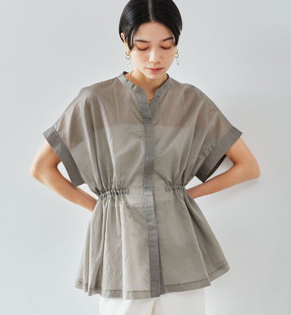 UNITED ARROWS green label relaxing「【結論シリーズ】ギャザーハイウエストブラウス［size SHORTあり］」|シャツ・ブラウス|