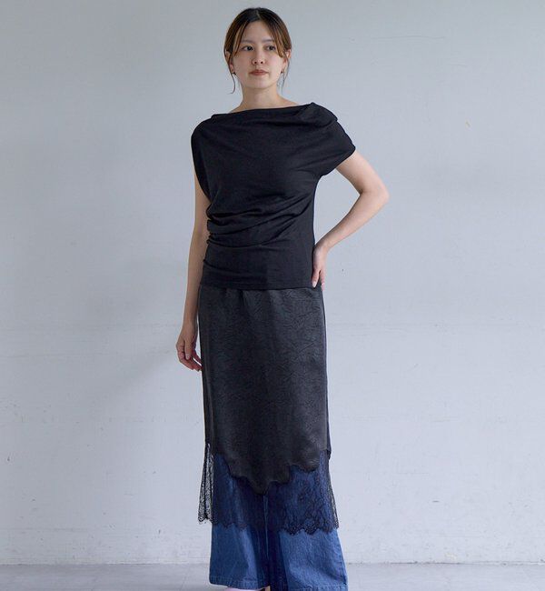  「サテン&times;ウェーブレーススカート」|スカート|