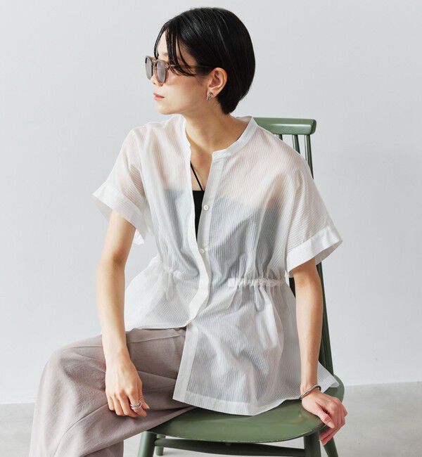 UNITED ARROWS green label relaxing「【結論シリーズ】ギャザーハイウエストブラウス［size SHORTあり］」|シャツ・ブラウス|