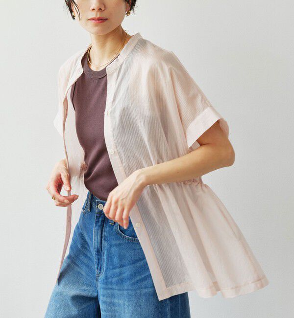 UNITED ARROWS green label relaxing「【結論シリーズ】ギャザーハイウエストブラウス［size SHORTあり］」|シャツ・ブラウス|
