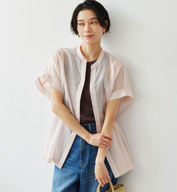 UNITED ARROWS green label relaxing「【結論シリーズ】ギャザーハイウエストブラウス［size SHORTあり］」|シャツ・ブラウス|