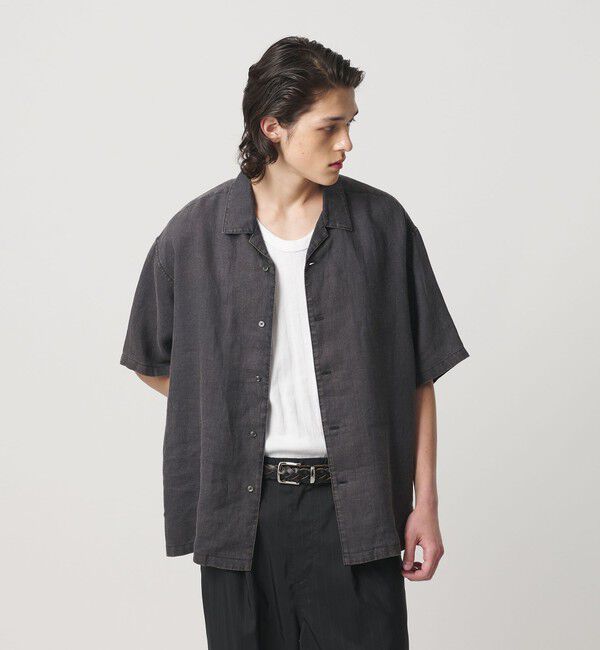 MONKEY TIME「フェード ラミー オープンカラー シャツ」|シャツ・ブラウス|BLACK