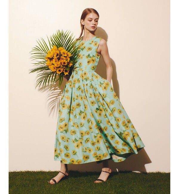 LOULOU WILLOUGHBY「 WEB 一部店舗限定【LOULOU WILLOUGHBY】サンフラワープリントバッククロスワンピース」|ワンピース|
