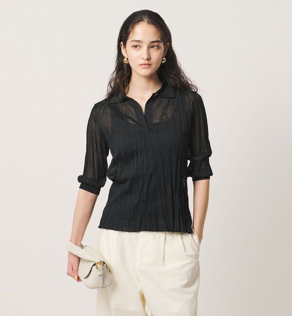 UNITED ARROWS「ランダム プリーツ ニット ‐ウォッシャブル‐」|ニット・セーター|BLACK