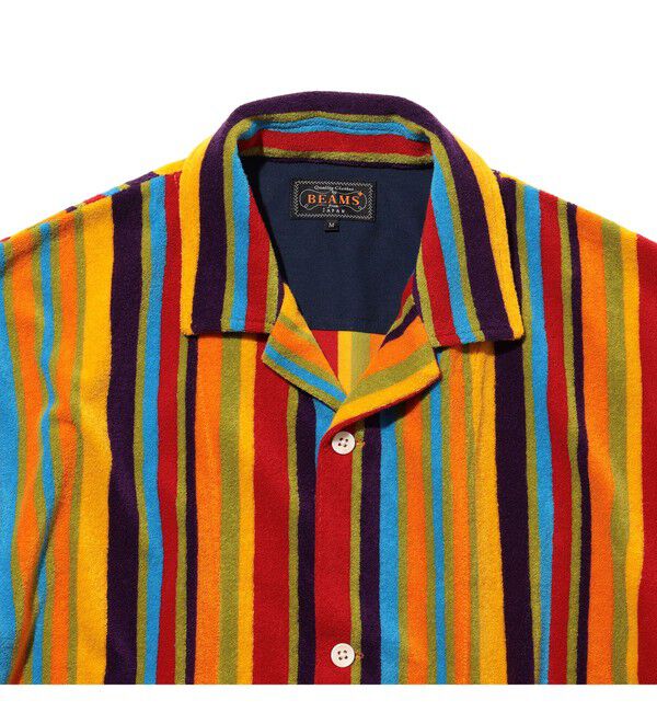 BEAMS PLUS「Pile Full Button Polo Multi Stripe」|ポロシャツ|
