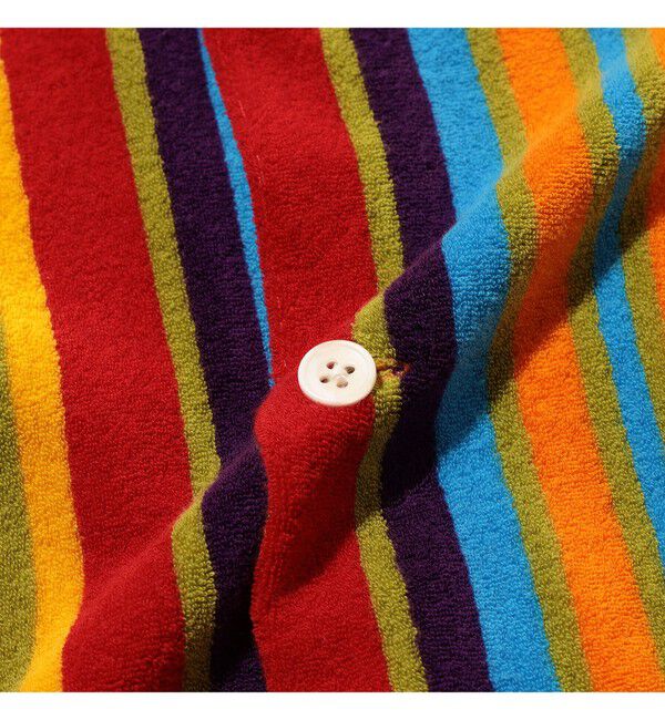 BEAMS PLUS「Pile Full Button Polo Multi Stripe」|ポロシャツ|