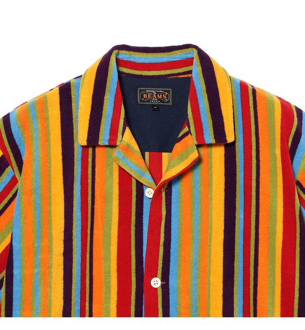 BEAMS PLUS「Pile Full Button Polo Multi Stripe」|ポロシャツ|