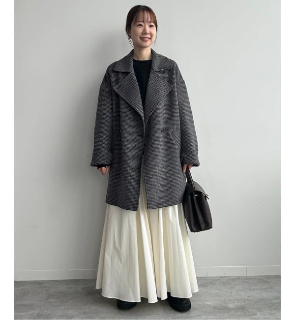 SLOBE IENA「souple wool ダブルフェイスミドルコート」|ピーコート|