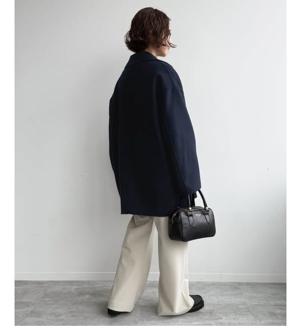 SLOBE IENA「souple wool ダブルフェイスミドルコート」|ピーコート|