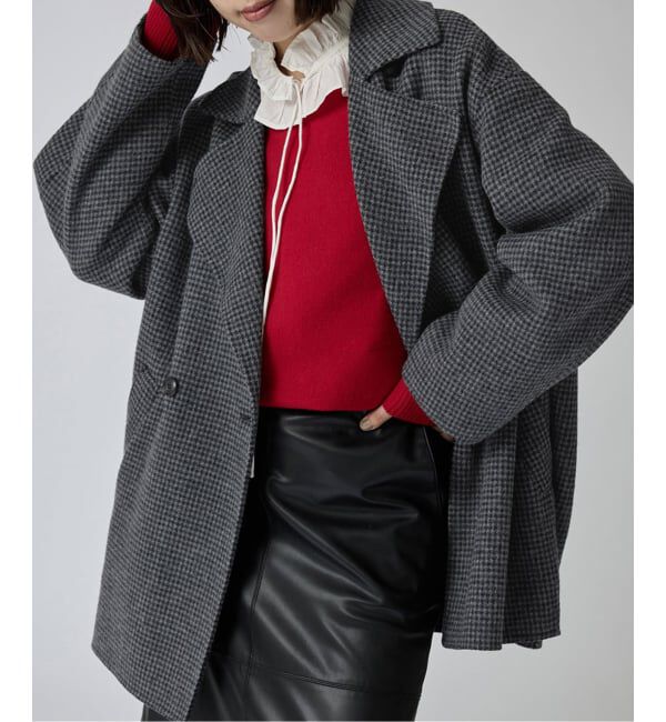 SLOBE IENA「souple wool ダブルフェイスミドルコート」|ピーコート|